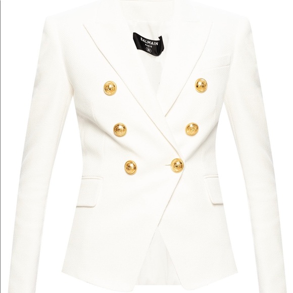 NEW BALMAIN DOUBLE-BREASTED BLAZER SIZE FR 36 US 04 COLOR BLANC GOLD BUTTONS - Picture 3 of 16
